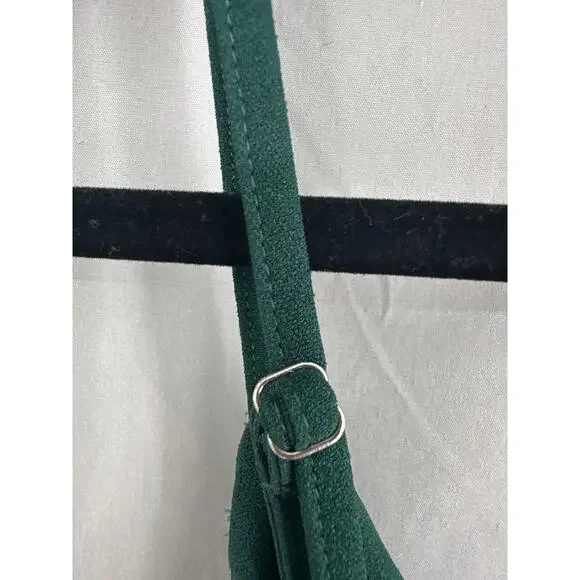 Altard State Dress Womens Medium Green Midi Party V Neck Ruched Stretch Dark - Picture 7 of 9